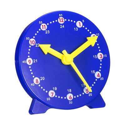 PATIKIL 4 inch Teaching Clock, Learn Clock Learning Tell Time Analog Clock Demonstration Clock 24 Hour 3 Pointers Geared Movement for Classroom Teacher, Blue