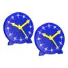 PATIKIL 4 inch Teaching Clock, 2 Pack Learn Clock Learning Tell Time Analog Clock Demonstration Clock 24 Hour 3 Pointers Geared Movement for Classroom Teacher, Blue view 1