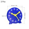 PATIKIL 4 inch Teaching Clock, 2 Pack Learn Clock Learning Tell Time Analog Clock Demonstration Clock 24 Hour 3 Pointers Geared Movement for Classroom Teacher, Blue view 2