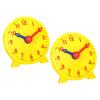 PATIKIL 4 inch Teaching Clock, 2 Pack Learn Clock Learning Tell Time Analog Clock Demonstration Clock 12 Hour 2 Pointers for Classroom Teacher, Yellow view 1