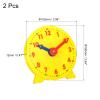 PATIKIL 4 inch Teaching Clock, 2 Pack Learn Clock Learning Tell Time Analog Clock Demonstration Clock 12 Hour 2 Pointers for Classroom Teacher, Yellow view 2