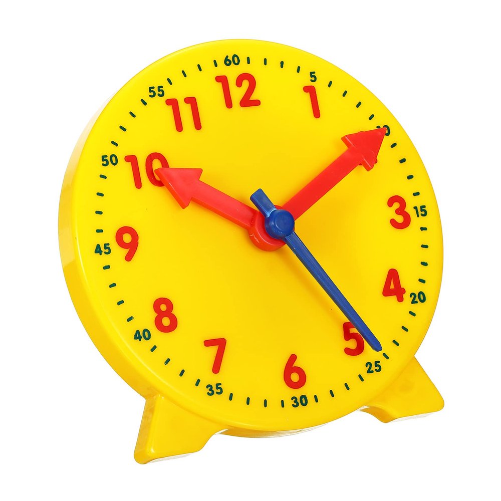 PATIKIL 4 inch Teaching Clock, Learn Clock Learning Tell Time Analog Clock Demonstration Clock 12 Hour 3 Pointers Geared Movement for Classroom Teacher, Yellow