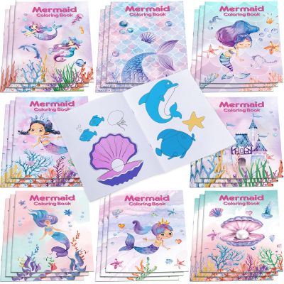 Faccito 24 Pack Coloring Books for Kids Ages 13, Mini Coloring Books for Toddlers, Bulk Birthday Party Favors, Preschool Classroom Summer Activities(Mermaid)