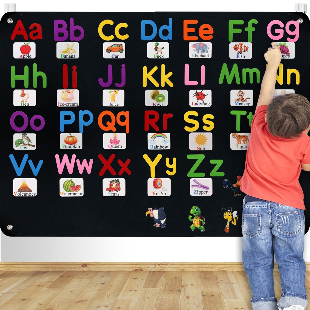 Craftstory 130 Pcs Alphabet Learning Toys Letters-Felt Montessori Board for Toddlers with Flashcards Preschool Phonics Vocabulary Activities Educational Toys for 3 Year Old