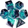 Haxtec Sharp Edge DND Dice Set Blue Black Resin Dice Gold Flakes D&D Dice for RPG Role Playing Games Compatible with Dungeons and Dragons Gift War Series view 1