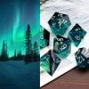Haxtec Sharp Edge DND Dice Set Blue Black Resin Dice Gold Flakes D&D Dice for RPG Role Playing Games Compatible with Dungeons and Dragons Gift War Series view 4