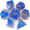 Haxtec Blue DND Dice Set Sharp Edge Resin Dice Gold Flakes with Dice Case D&D Dice for RPG Role Playing Games Compatible with Dungeons and Dragons Gift War Series view 1