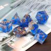Haxtec Blue DND Dice Set Sharp Edge Resin Dice Gold Flakes with Dice Case D&D Dice for RPG Role Playing Games Compatible with Dungeons and Dragons Gift War Series view 2