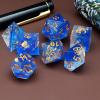 Haxtec Blue DND Dice Set Sharp Edge Resin Dice Gold Flakes with Dice Case D&D Dice for RPG Role Playing Games Compatible with Dungeons and Dragons Gift War Series view 3