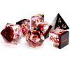 Haxtec Sharp Edge DND Dice Set Red Blood Swirls Resin Dice D&D Dice for RPG Role Playing Games Compatible with Dungeons and Dragons Gift view 1