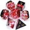 Haxtec Sharp Edge DND Dice Set Red Blood Swirls Resin Dice D&D Dice for RPG Role Playing Games Compatible with Dungeons and Dragons Gift view 2