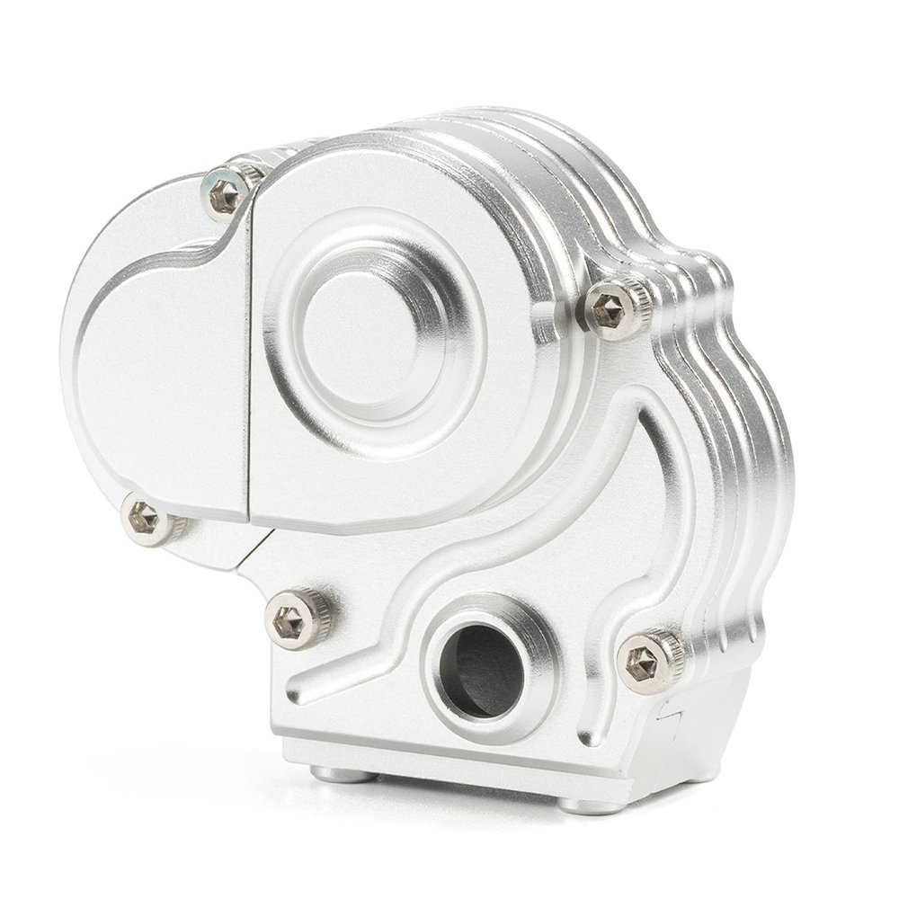 RC Car Gearbox for LCG Chassis Rails for 1Axial RC Crawler 1/18 UTB18 Capra Unlimited Trail Buggy RTR Upgrade Part Transmission Case (Silver Gearbox)