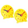 PATIKIL 4 inch Teaching Clock, 2 Pack Learn Clock Learning Tell Time Analog Clock Demonstration Clock 24 Hour 2 Pointers for Classroom Teacher, Yellow view 1