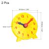PATIKIL 4 inch Teaching Clock, 2 Pack Learn Clock Learning Tell Time Analog Clock Demonstration Clock 24 Hour 2 Pointers for Classroom Teacher, Yellow view 2
