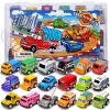 18 Pack Assorted Pull Back Car Toys for Kid with Storage Organizer Box, Mini Model Vehicle Set with Display Case for Child Toddler, Small Play Truck Bulk for Boy and Girl Party Favors, Birthday Gift view 3