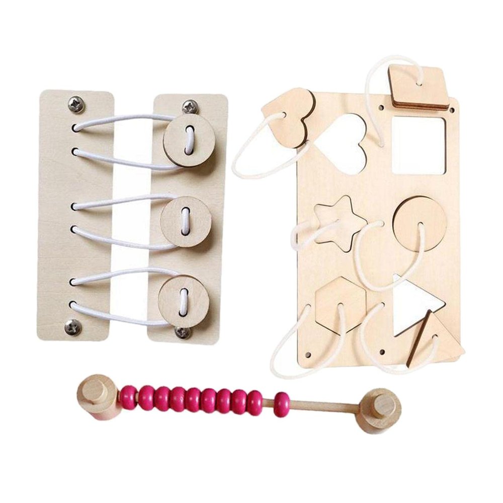 Menolana 3 Pieces Busy Board Toys Busyboard Early Educational Motor Puzzle Accessories for Kids Children Baby, Shape Matching and Abacus Bead and Button