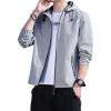 Maiyifu-GJ Men's Lightweight Full Zip Windproof Hoodie Slim Fit Casual Hooded Sweatshirt Outdoor Spring Active Windbreaker (Grey,4X-Large) view 1
