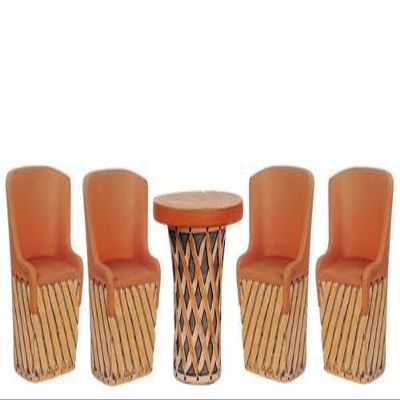 Dolls House Mexican Equipale Table & Barrel Chair Set Garden Patio Furniture