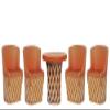Dolls House Mexican Equipale Table & Barrel Chair Set Garden Patio Furniture view 1