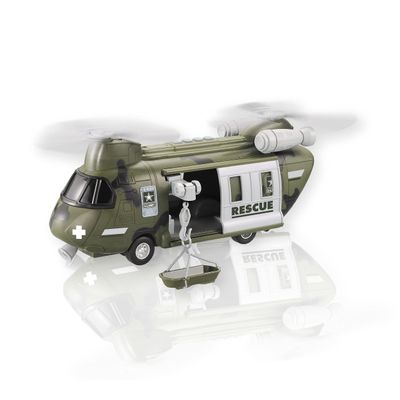 Lollipop United States Army Helicopter Toy, Military Rescue Copter w/Lights, Sound & Accessories, Soldier Transport Aircraft Model, 3+
