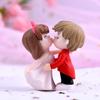 2 Pairs Couple Kissing Ornaments Boy&Girl Kiss Dolls Cake Topper Micro Landscape Ornaments Figurines Bride Groom Cartoon Bridegroom Plastic Trinkets Dollhouse Miniature Happy Birthday Cake Topper view 2