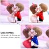 2 Pairs Couple Kissing Ornaments Boy&Girl Kiss Dolls Cake Topper Micro Landscape Ornaments Figurines Bride Groom Cartoon Bridegroom Plastic Trinkets Dollhouse Miniature Happy Birthday Cake Topper view 3