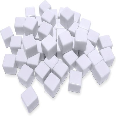 NAKIMO 100 PCS Blank White Dice 16MM Acrylic Dice Blank White Cubes with Smoothed Surface Six Sided Dice for Board Games, DIY