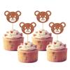 Gyufise 24Pcs Bear Head Cupcake Toppers Bear Babyshower Birthday Cake Decorations for Animals Themed Baby Shower Birthday Party Cake Decorations Supplies view 1