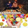168Pcs Pirate Party Favors Supplies, Pirate Birthday Party Decorations, Pirate Gift Bags with Pirate Eye Patch Mustache Gold Coins Gems Tattoos for Kids Boys Pirate Birthday Party Goodie Bag Fillers view 3