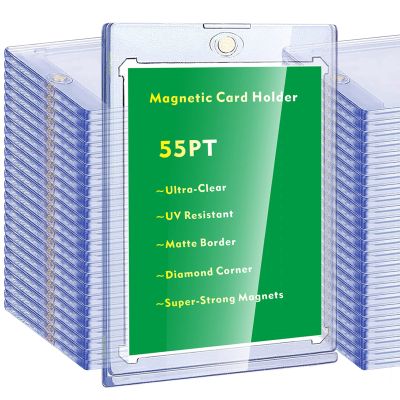 24 Pack 55pt Magnetic Card Holder, Trading Card Case, Hard Case Holder with UV Resistant, Prevents UV Rays from Changing The Color, Clear Viewing, for Standard Cards, Sports Cards, Card Collectors