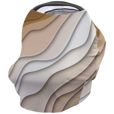 Baby Nursing Cover Carseat Canopy Minimalist Brown Khaki Striped Breathable Privacy Breastfeeding Scarf Wave Ripple Lines Ombre Color Multi Use Car Seat Covers for Boys or Girls