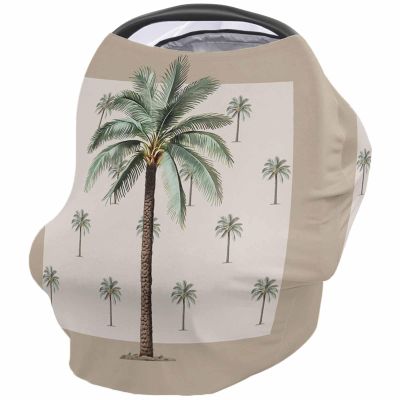 Baby Nursing Cover Carseat Canopy Summer Coconut Tree Tropical Plant Breathable Privacy Breastfeeding Scarf Beach Botanical Retro Khaki Multi Use Car Seat Covers for Boys or Girls