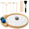 Japanese Zen Garden Kit for Desk | 9.5" Bamboo Sand Tray | 3 Resin Stamp Spheres | Meditation Accessories | 6 Mini Garden Rake | Decor Gifts view 1