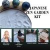 Japanese Zen Garden Kit for Desk | 9.5" Bamboo Sand Tray | 3 Resin Stamp Spheres | Meditation Accessories | 6 Mini Garden Rake | Decor Gifts view 4