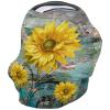 Baby Nursing Cover Carseat Canopy Yellow Blooming Sunflower Breathable Privacy Breastfeeding Scarf Watercolor Flower Rural Wood Grain Multi Use Car Seat Covers for Boys or Girls view 1
