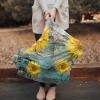 Baby Nursing Cover Carseat Canopy Yellow Blooming Sunflower Breathable Privacy Breastfeeding Scarf Watercolor Flower Rural Wood Grain Multi Use Car Seat Covers for Boys or Girls view 2