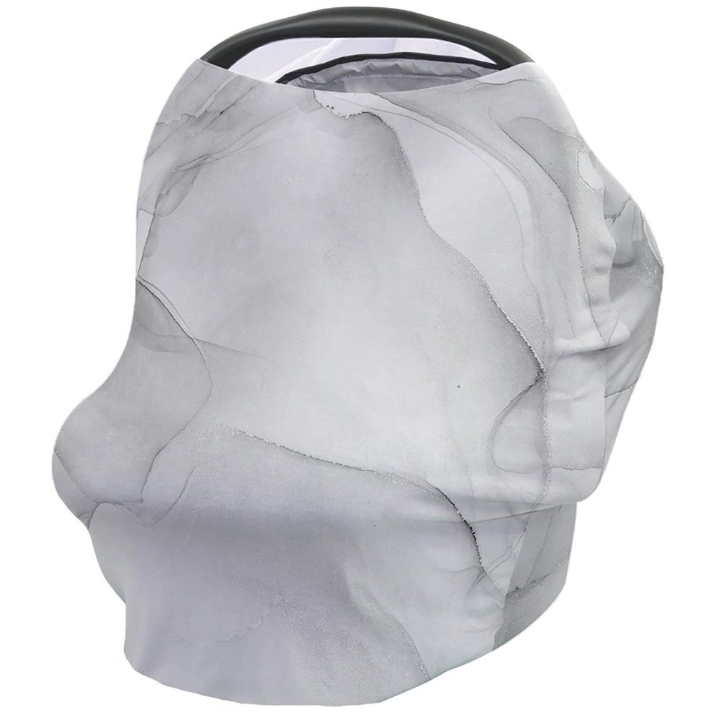 Baby Nursing Cover Carseat Canopy Abstract Marble Texture Breathable Privacy Breastfeeding Scarf Grey Sliver Agate Stone Multi Use Car Seat Covers for Boys or Girls