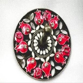 Pomegranate Dreidel on Antique Silver Oxide Metal