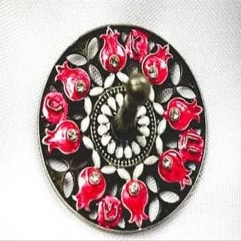 Pomegranate Dreidel on Antique Silver Oxide Metal