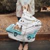 Baby Nursing Cover Carseat Canopy Rural Teal Truck and Pet Dog Breathable Privacy Breastfeeding Scarf Farm Animals with Car Wood Plank Multi Use Car Seat Covers for Boys or Girls view 2
