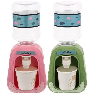 TOYANDONA 2Pcs Lovely Mini Water Dispenser for Kids Cartoon Drinking Water Fountains Miniature Life Play Scene Model Doll House Accessories (Random Pattern)