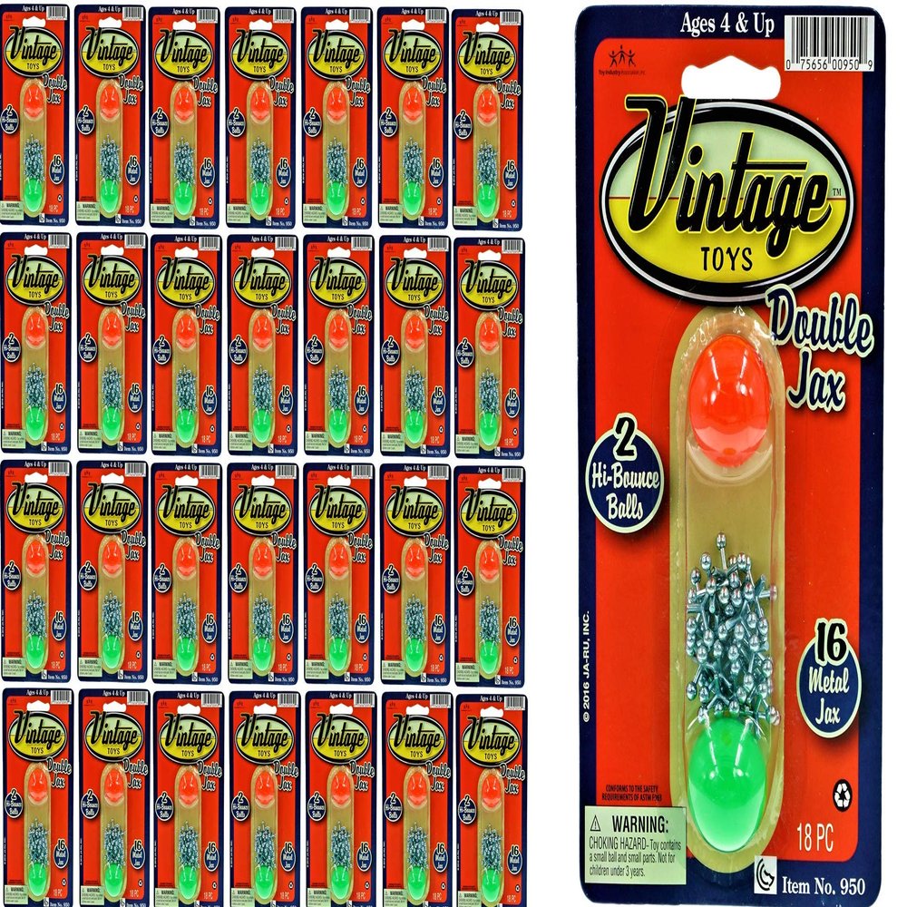 JA-RU Metal Jacks Game with Ball (36 Jax Game Set) 2 Small Bouncy Balls. 90s Toys Nostalgia Vintage Board Games for Kids. Bulk Tween Party Favors & Pinata Filler. 950-36s
