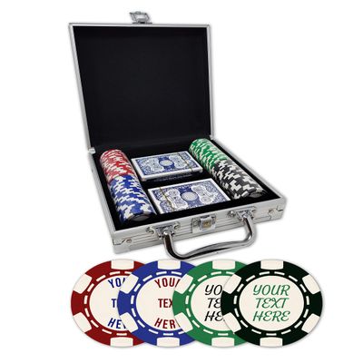 DA VINCI Custom Poker Chips with case and Cards - 11.5 gram Poker Chips Printed with Your Text (100 Chips)