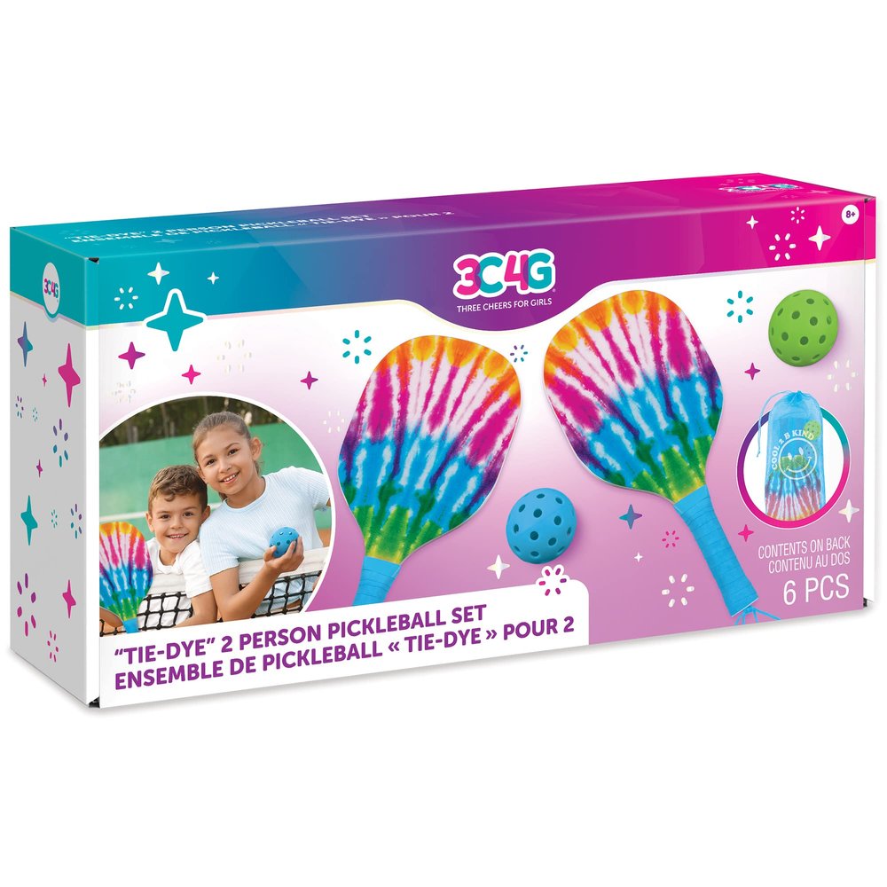 Make It Real 3C4G: Tie Dye 2 Person Pickleball Set - Play Pickleball Anywhere Your Heart Desires, Drawstring Dag Included, Three Cheers for Girls, Tween & Girls, Kids Ages 8+