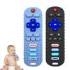 2PCS Baby Remote Control Toy, Soft Silicone Baby Remote Control Shape Teethers Toys for Babies 3 6 12 18 Month(Black + Blue) view 1