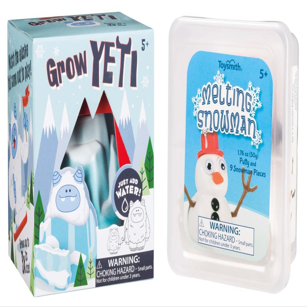 Toysmith Melting Snowman and Hatchin' Grow Yeti; Winter Wonderland Stocking Stuffer Set