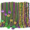 EOBOH 144PCS Mardi Gras Beads Throws, Mardi Gras Green Purple Gold Metallic Beads Necklaces Accessories Bulk, Mardi Gras Beads Necklace Costumes Women Men for Parade Throws Party Decor Favor Supplies view 1