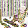 EOBOH 144PCS Mardi Gras Beads Throws, Mardi Gras Green Purple Gold Metallic Beads Necklaces Accessories Bulk, Mardi Gras Beads Necklace Costumes Women Men for Parade Throws Party Decor Favor Supplies view 4