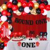 Boxing 1st Birthday Party Decorations for Boys - Round One Banner, High Chair Banner, Gloves Cake Cupcake Toppers for Wrestling Party Supplies view 2