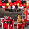 Boxing 1st Birthday Party Decorations for Boys - Round One Banner, High Chair Banner, Gloves Cake Cupcake Toppers for Wrestling Party Supplies view 3